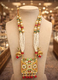 Red and green kundan  gold plated jewelry set whit earring