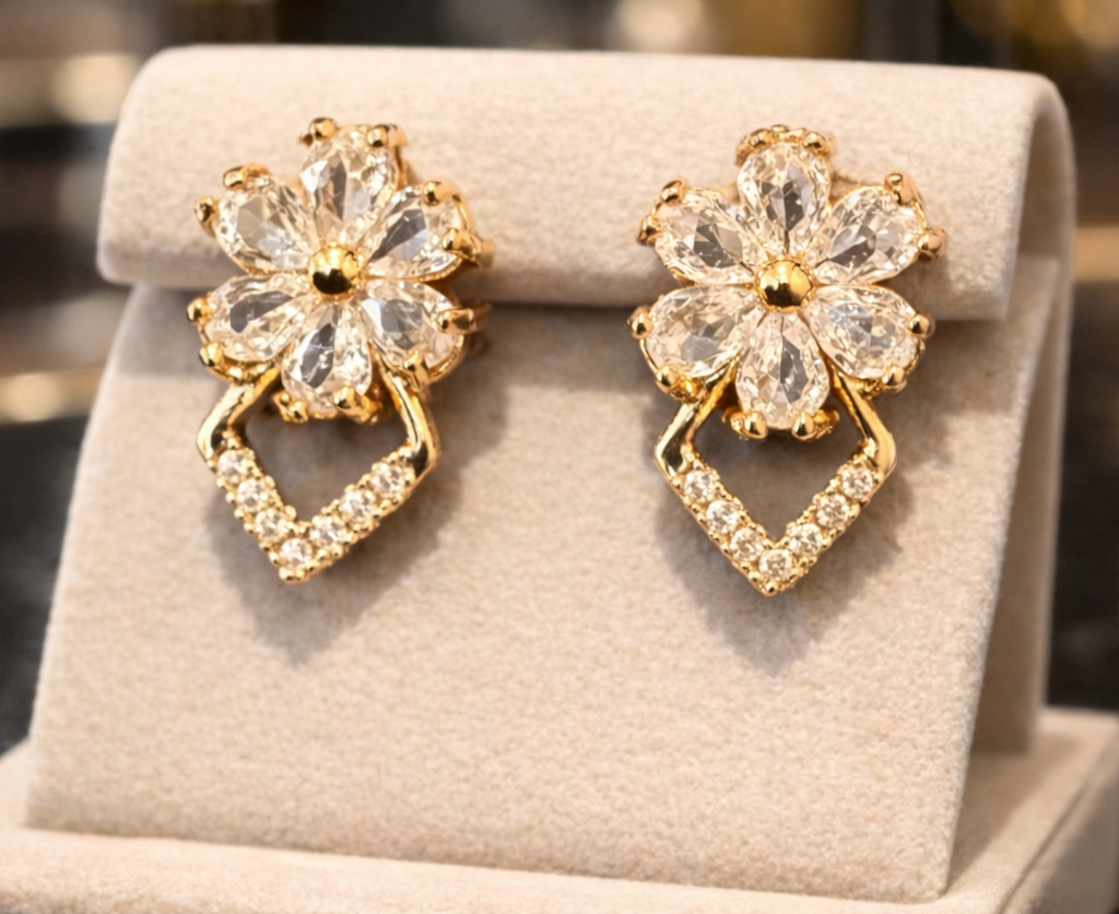 Gold plated flowers earring