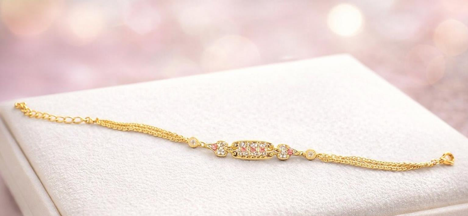Gold Double Strand Bar Bracelet