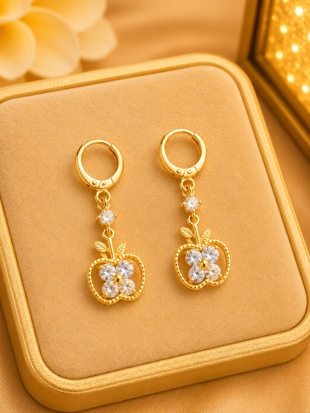 Gold Crystal Apple Drop Huggies