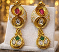 Green and Pink Kundan earings