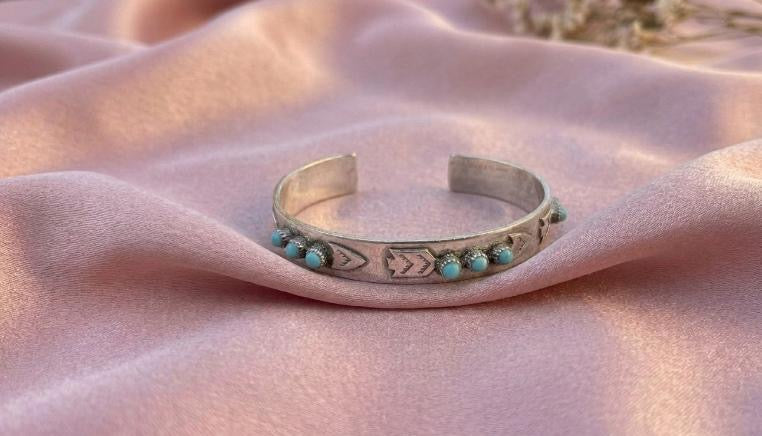 Silver Turquoise Stone Cuff Bracelet