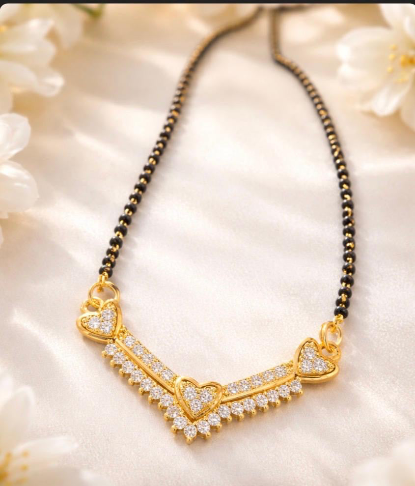 Indian gold plated mangalsutra stone chain