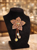 Women rose gold sari brooch