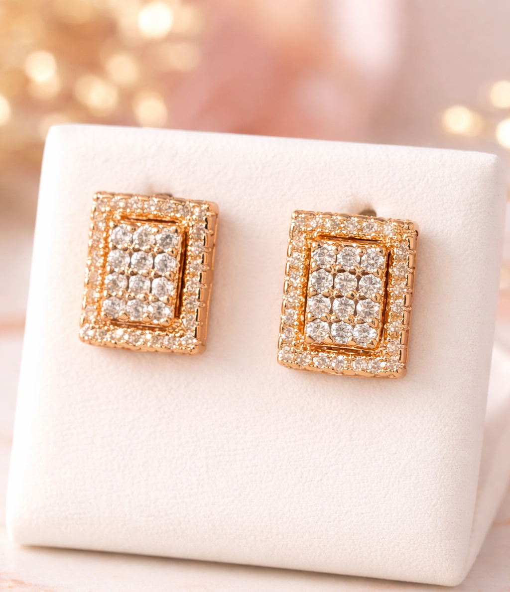Rose gold square earring
