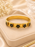 Gold Black Clover Flower Bangle