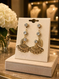 Gilded Lotus Fan Drop Earrings
