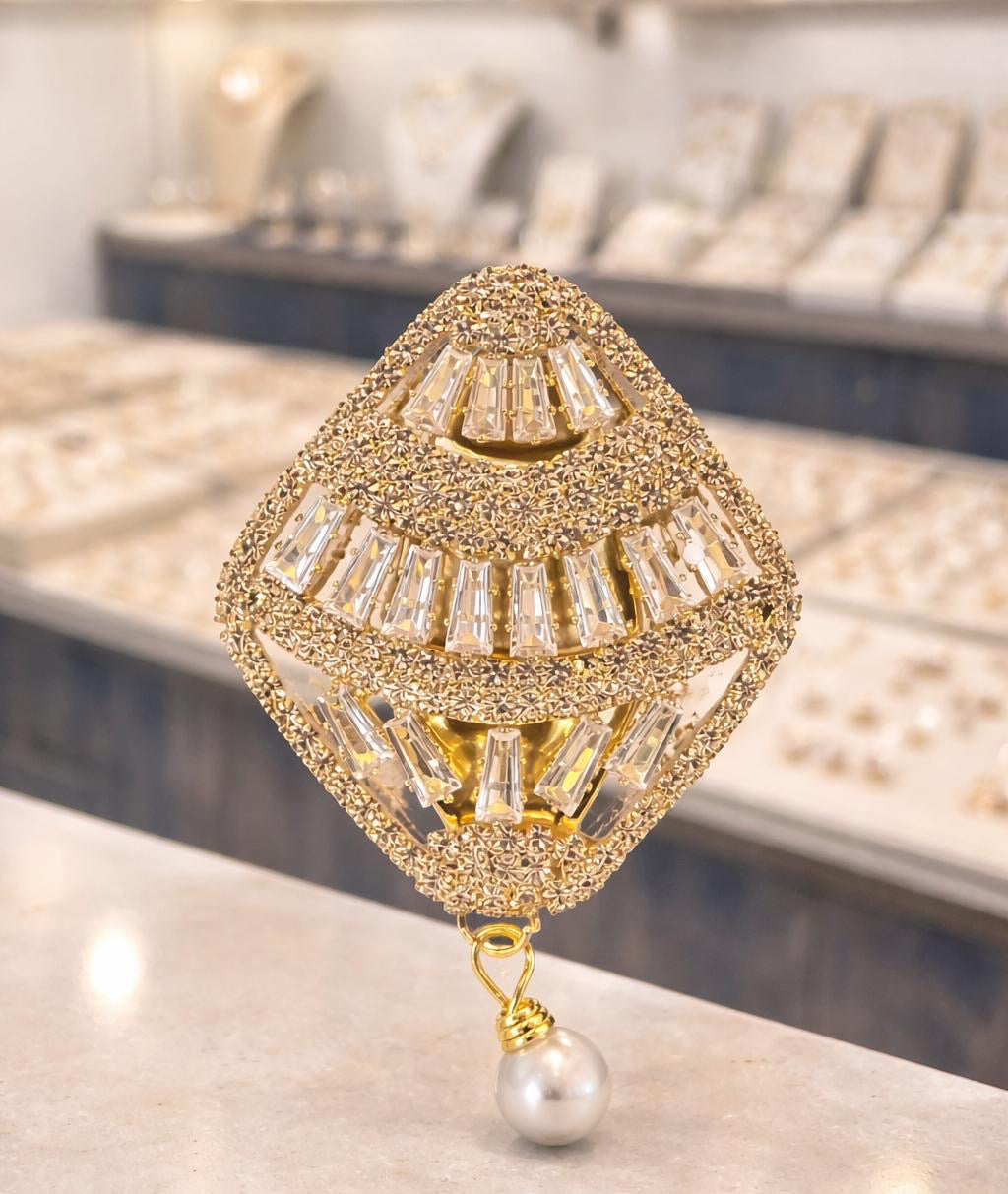 Women gold sari brooch