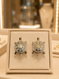 Gold Turtle Stud Earrings with Stones
