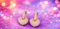 Gold Heart Pave Earrings