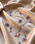 Pink Crystal Butterfly Pendant Necklace