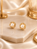Rose gold with moti earrings