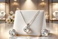 Silver Solitaire Round Crystal Jewelry Set
