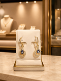 Gold Evil Eye Teardrop Earrings with Stones