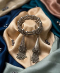 Silver Oxidised Jhumka Bangles Set