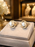 Gold Pearl Crystal Studs