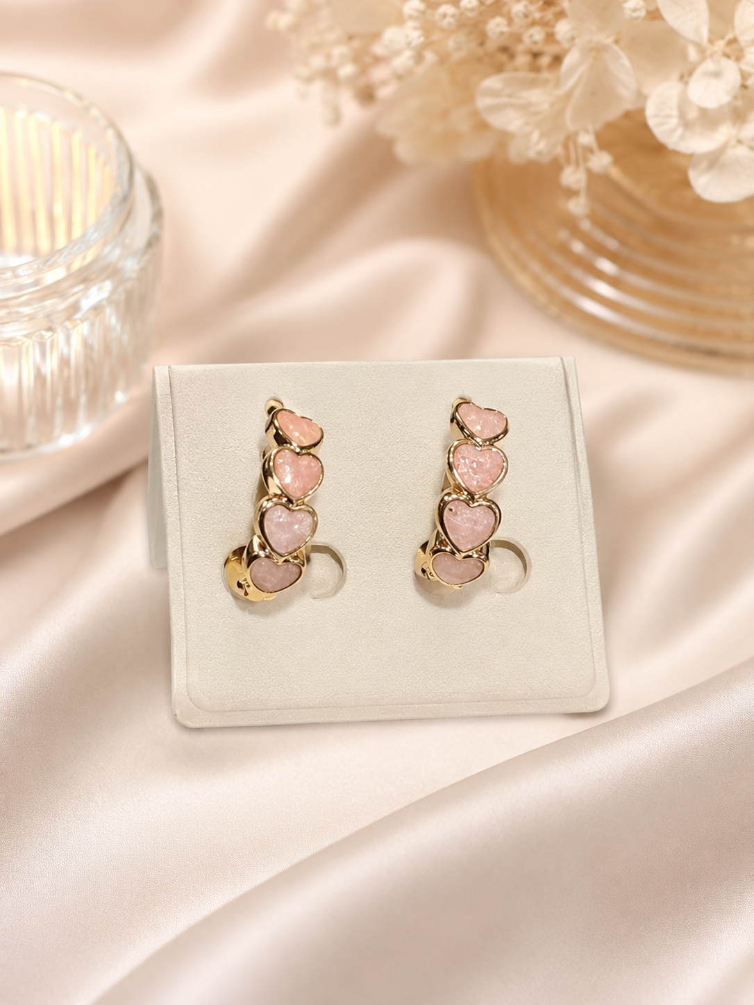 Pink heart shaped earrings