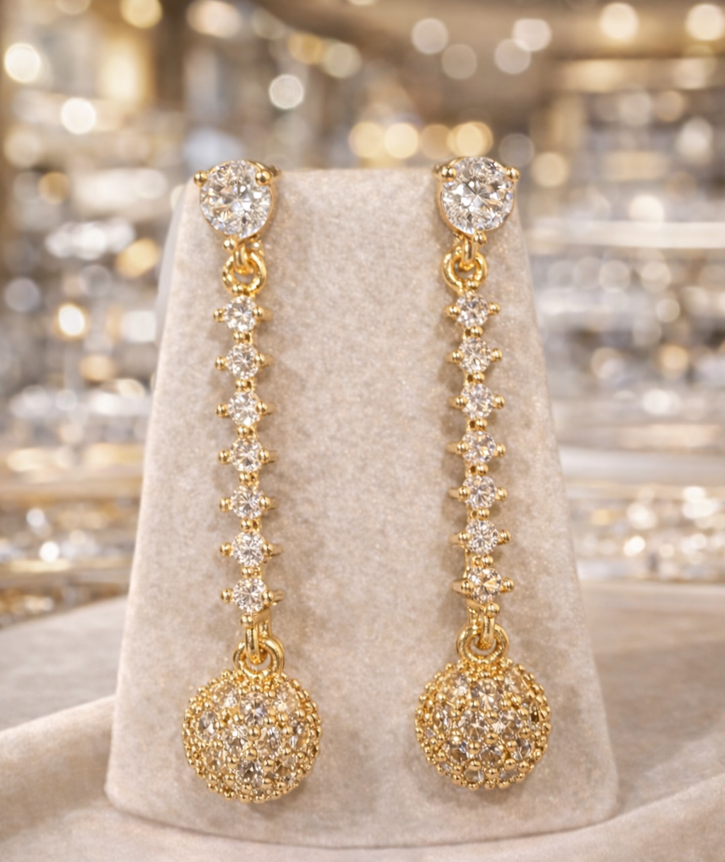 Gold plated diamond earring