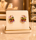 Gold Multicolor Baguette Stone Stud Earrings
