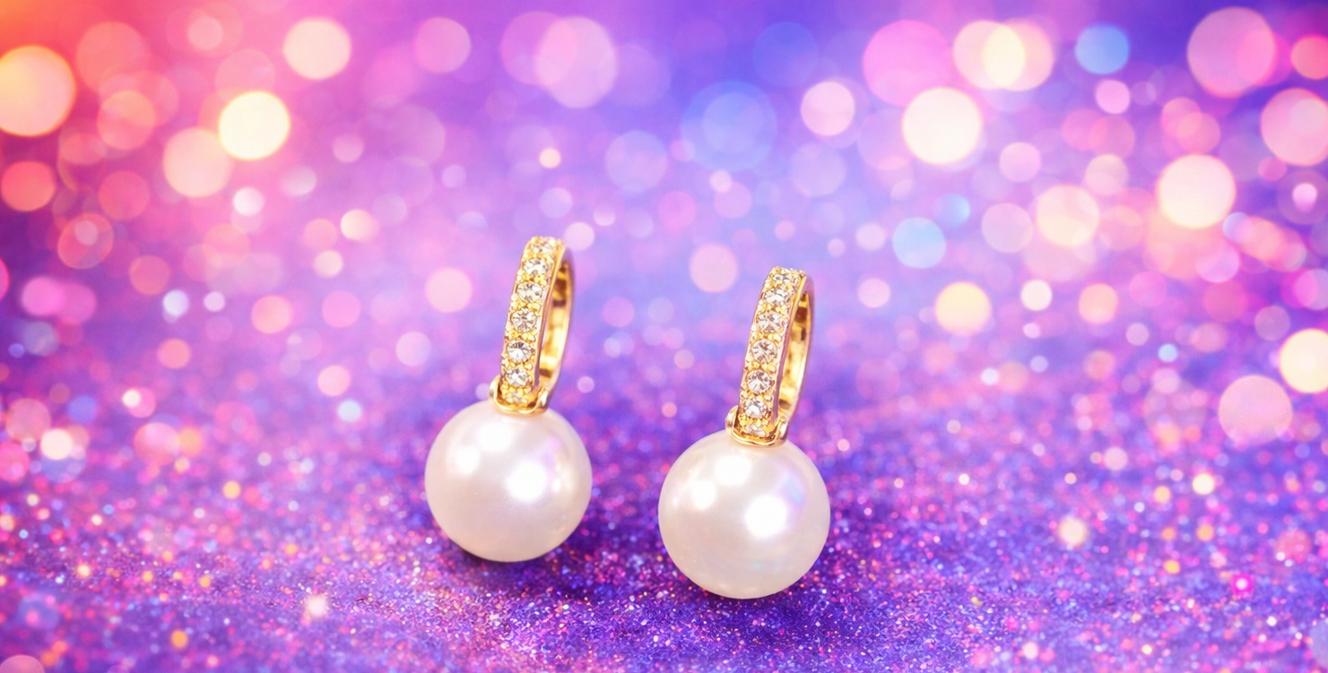 Celestial Pearl Huggie Earrings
