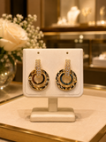 Gold Double Circle Drop Earrings