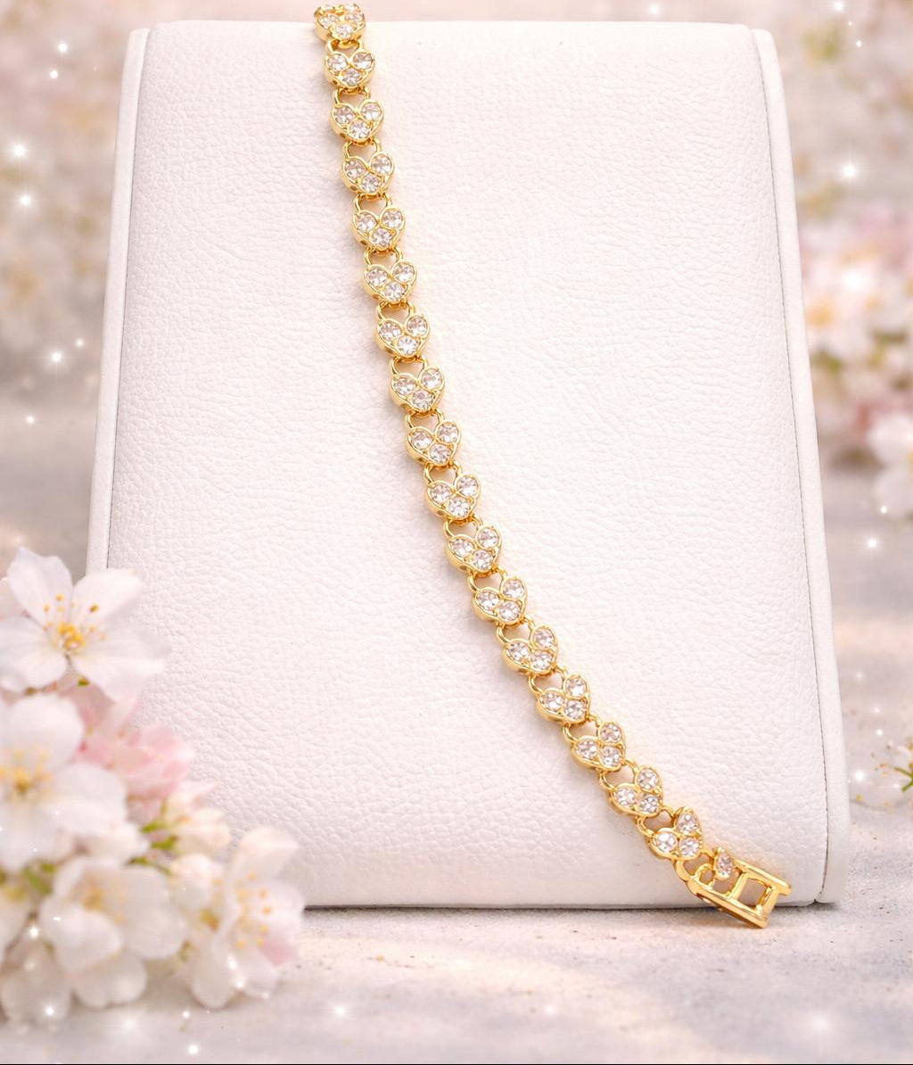 Gold Cherry Blossom Tennis Bracelet | Delicate Flower Cluster Jewelry