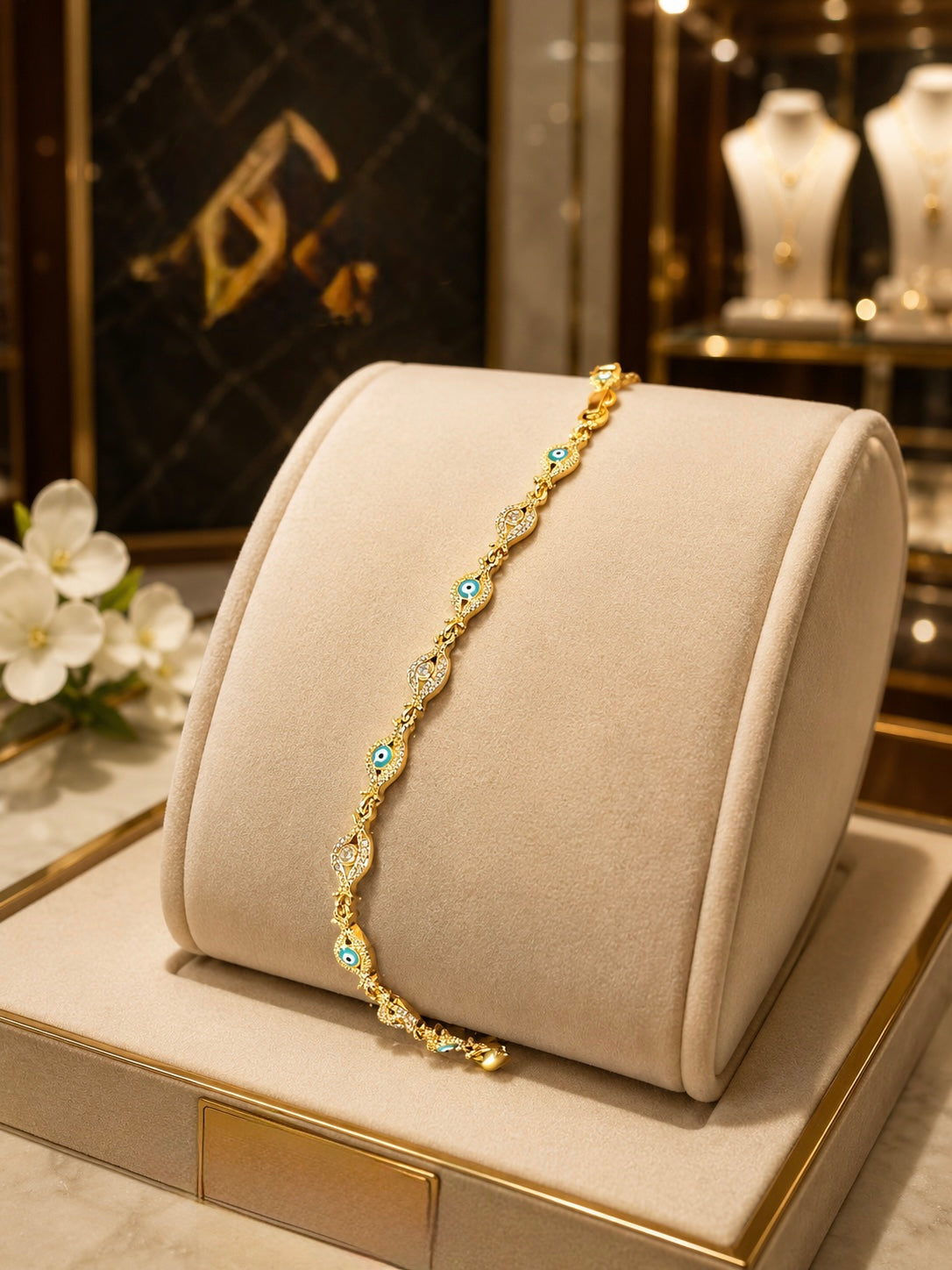 Gold Evil Eye Tennis Bracelet