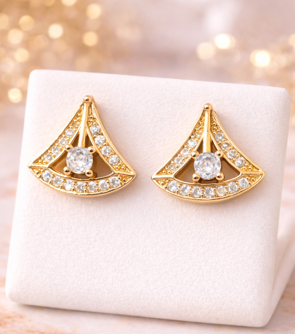 Gold plated diamond earring