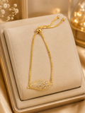 Gold Crystal Botanical Leaf Bracelet | Sleek Adjustable Station Chain
