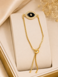 Gold Black Evil Eye Bolo Bracelet