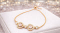 Gold Double Heart Halo Bolo Bracelet