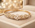 Gold Princess Cut Crystal Bangle