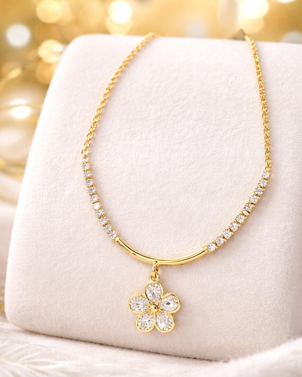 Women gold diamond necklace