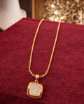Women rose gold square necklace